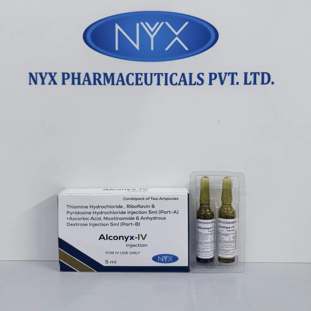 ALCONYX — Thiamine Hydrochloride IP 250mg+Riboflavin IP 4mg & Pyridoxine Hydrochloride IP 50mg in 5ml+Ascorbic Acid IP 500mg Nicotinamide IP 160mg & Anhydrous Dextrose IP 1000mg 5ml