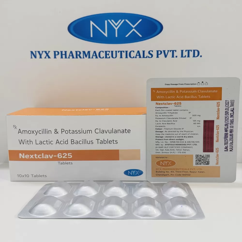 NEXTCLAV-625 — Amoxycillin 500MG + Clavulanic Acid 125MG with Lactic Acid Bacillus